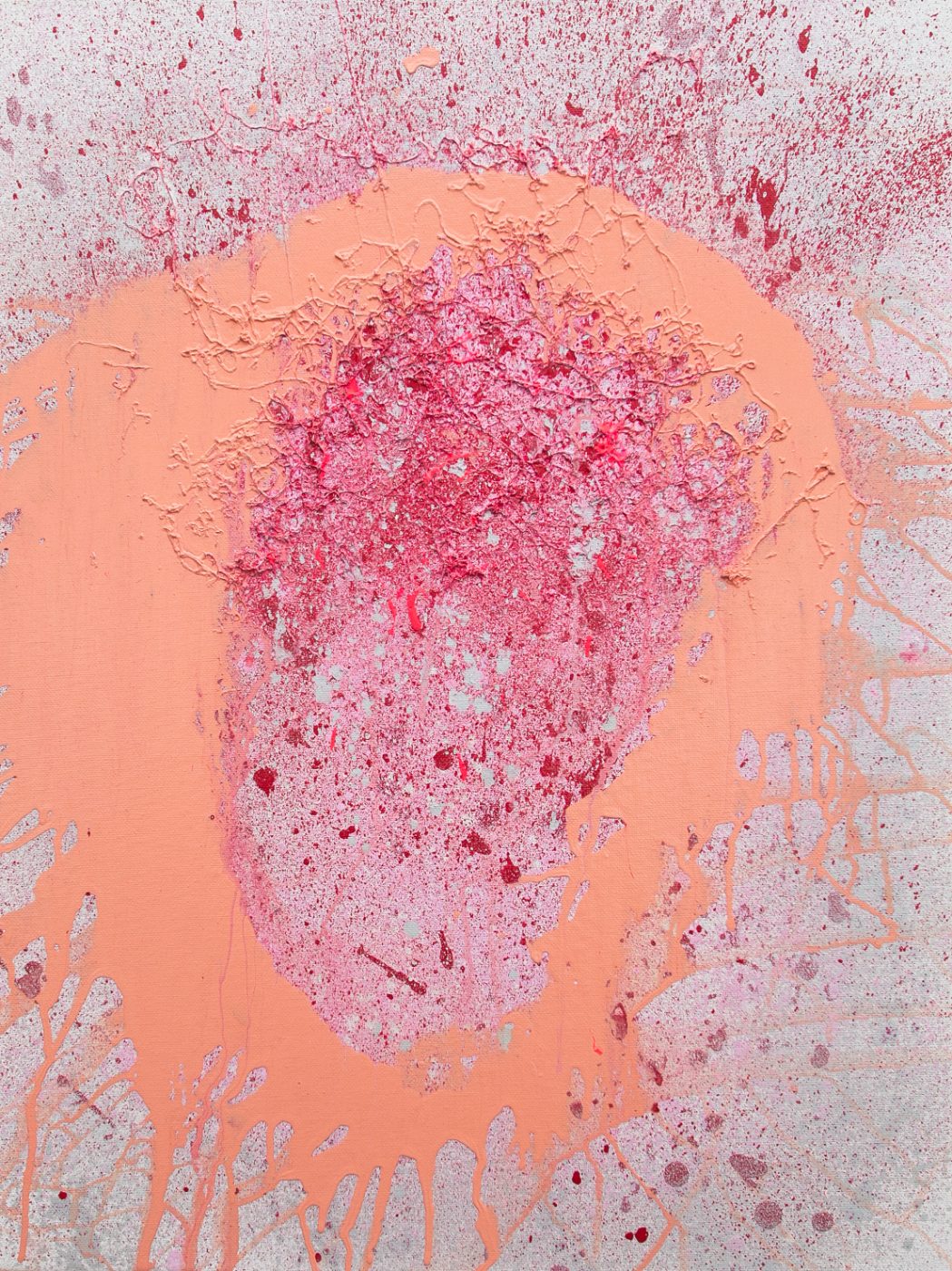 Stage 1 — Silly String on the Brain — Acrylic and silly string on canvas